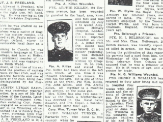 Pte Archie Killin – Toronto Star 1916
